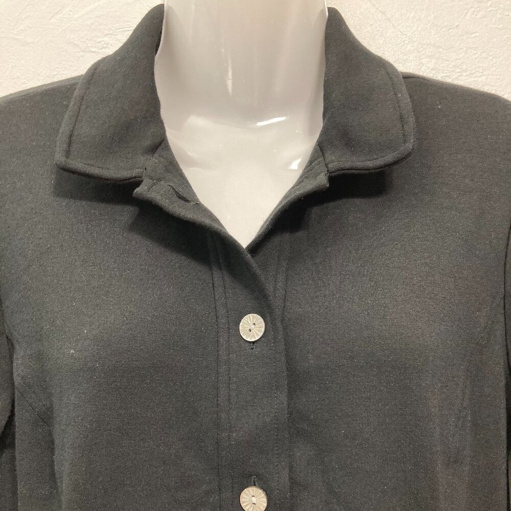 J. Mclaughlin Stretch Solid Black Collared Shirt … - image 3